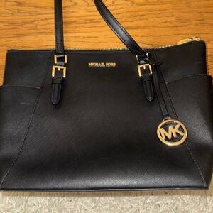 Michael Kors Black Shoulder Bag with Gold Accents